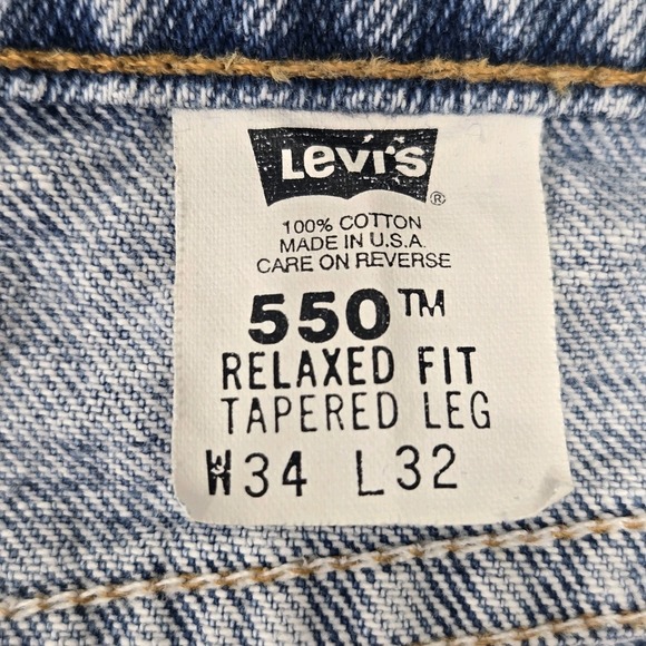VTG 90s Levi's 550 Relaxed Tapered‎ Jeans Mens Sz 34x32 Faded Grunge Stained USA - Picture 10 of 16